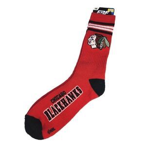 Chicago Blackhawks For Bare Feet Four Stripe Socks Bare Feet Size LG